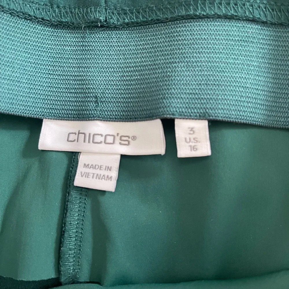 Chico’s Juliet Ponte Ankle Pants pull on Green So Slimming Stretch Sz 3 (16) XL - Picture 7 of 7
